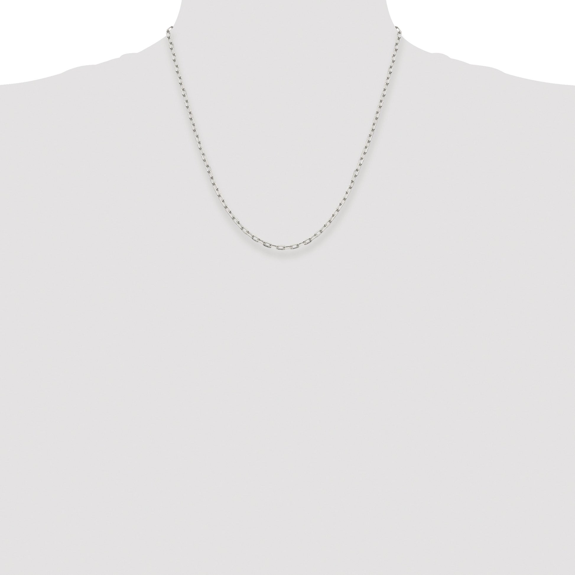 Sterling Silver Rhodium-plated 2.75mm Elongated Open Link Chain