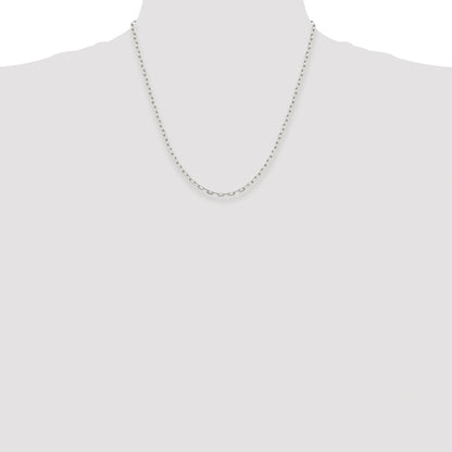 Sterling Silver Rhodium-plated 2.75mm Elongated Open Link Chain
