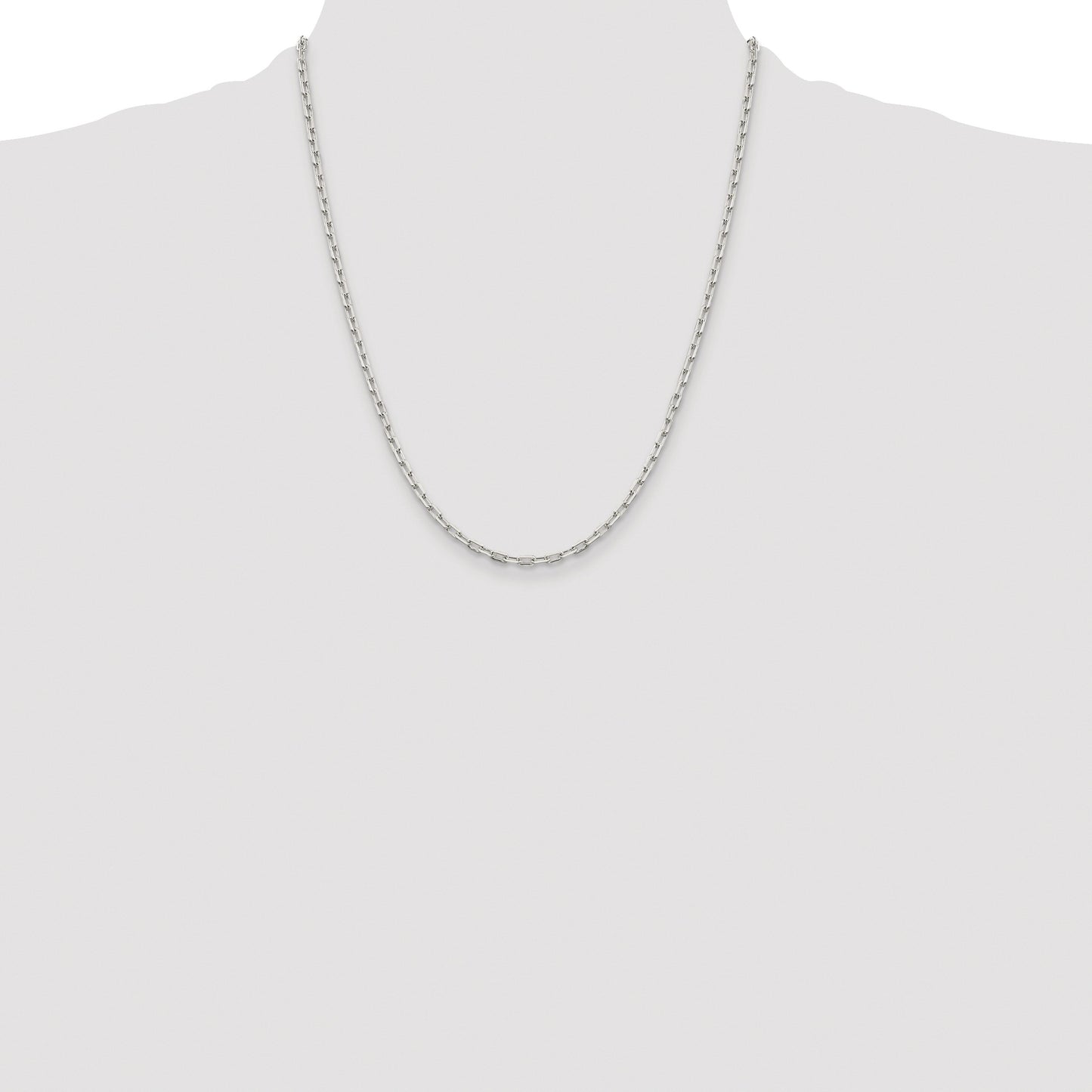 Sterling Silver Rhodium-plated 2.75mm Elongated Open Link Chain