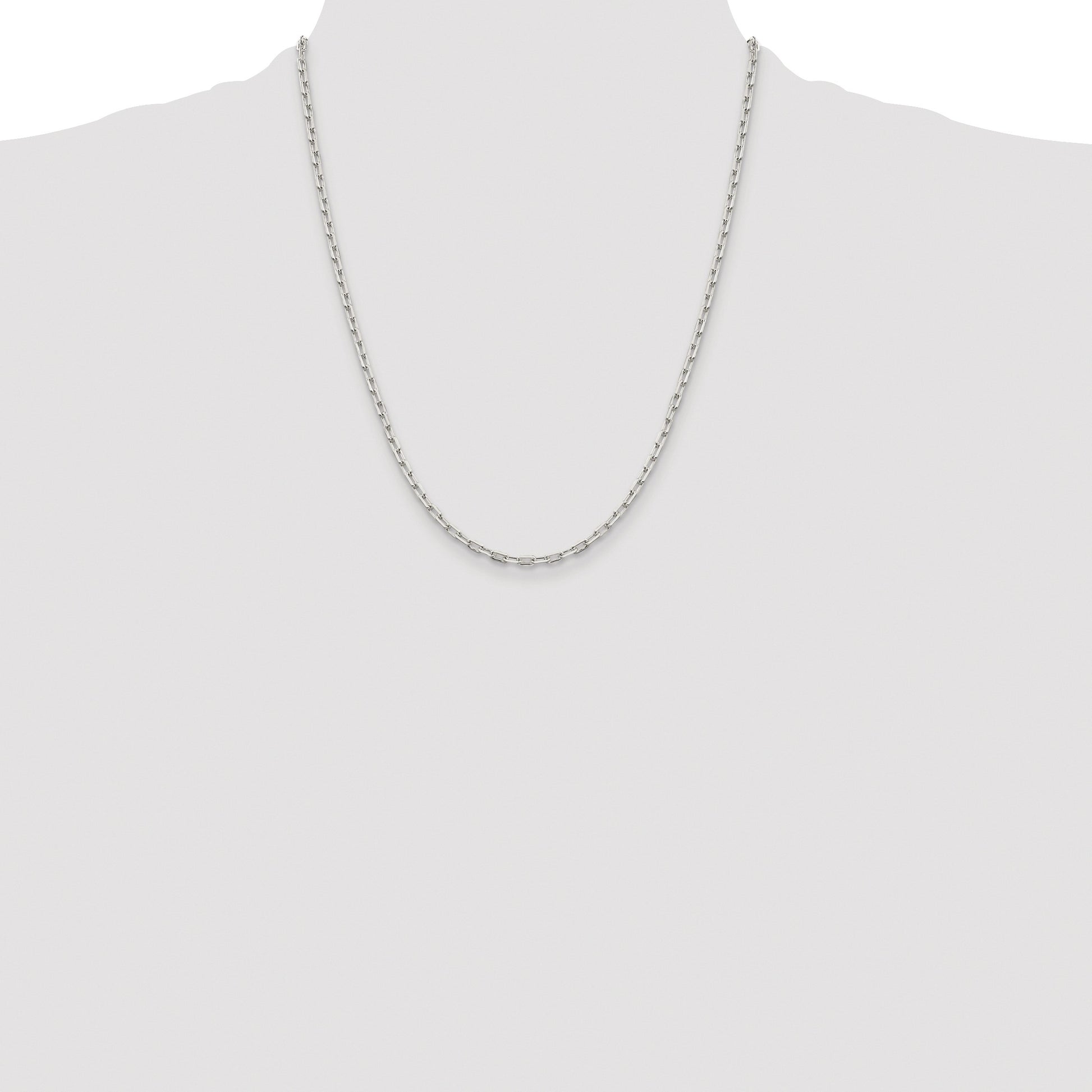 Sterling Silver Rhodium-plated 2.75mm Elongated Open Link Chain