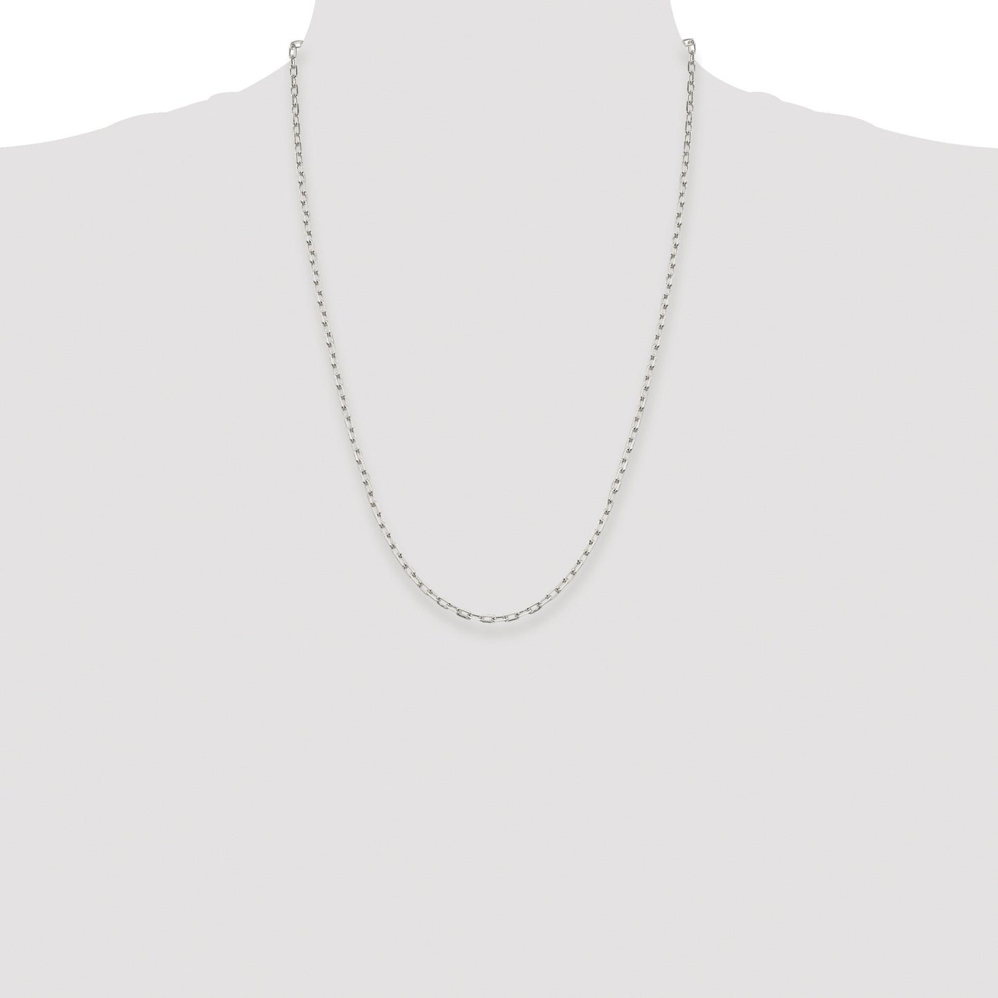 Sterling Silver Rhodium-plated 2.75mm Elongated Open Link Chain