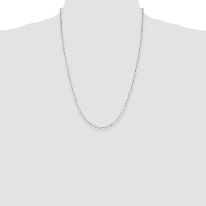 Sterling Silver Rhodium-plated 2.75mm Elongated Open Link Chain