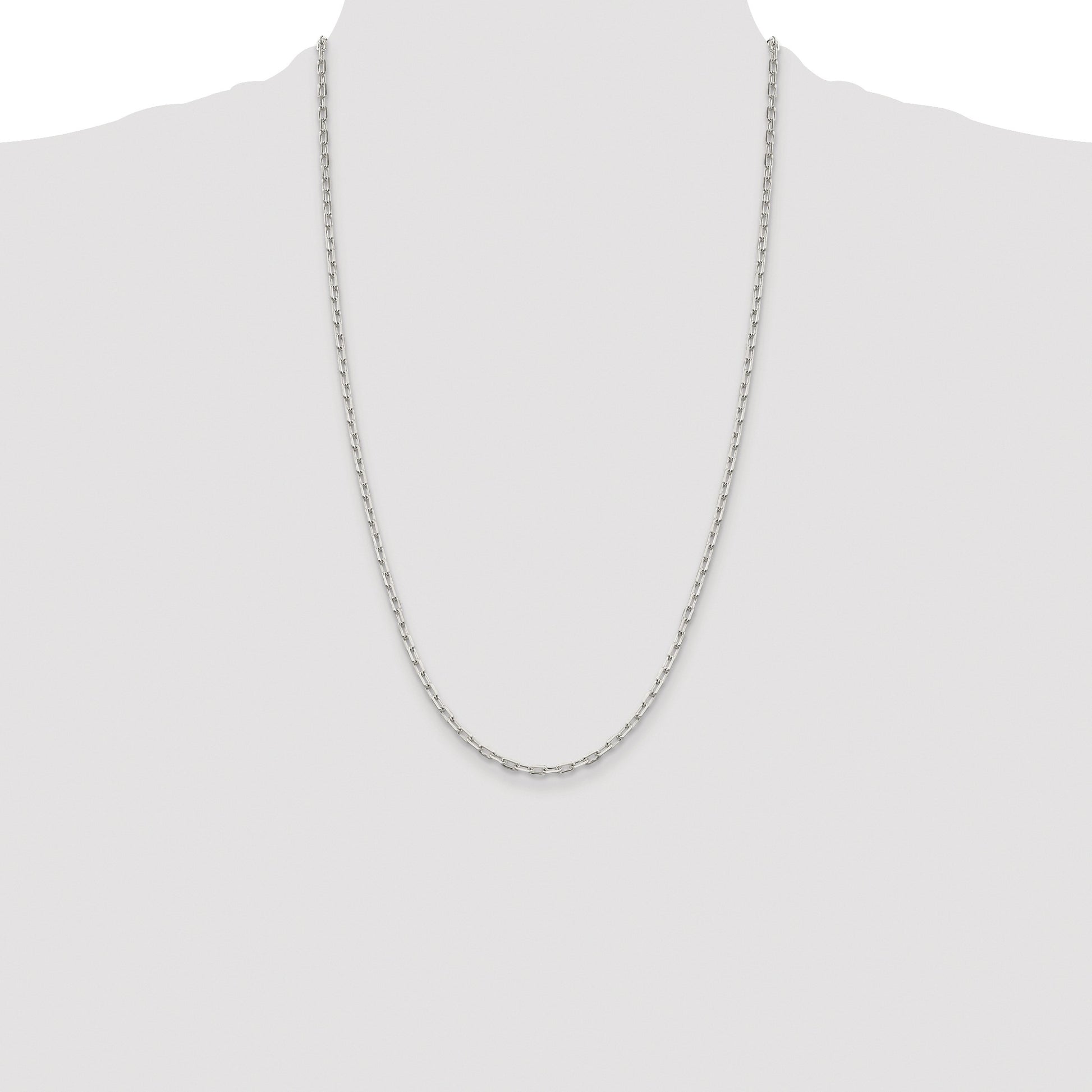 Sterling Silver Rhodium-plated 2.75mm Elongated Open Link Chain