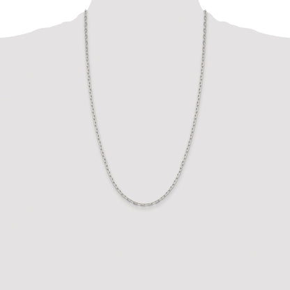 Sterling Silver Rhodium-plated 2.75mm Elongated Open Link Chain