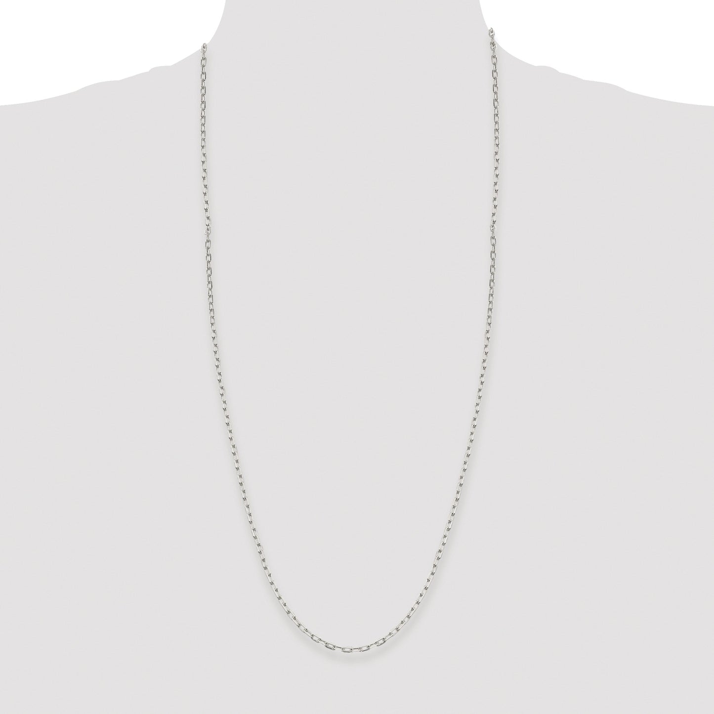 Sterling Silver Rhodium-plated 2.75mm Elongated Open Link Chain