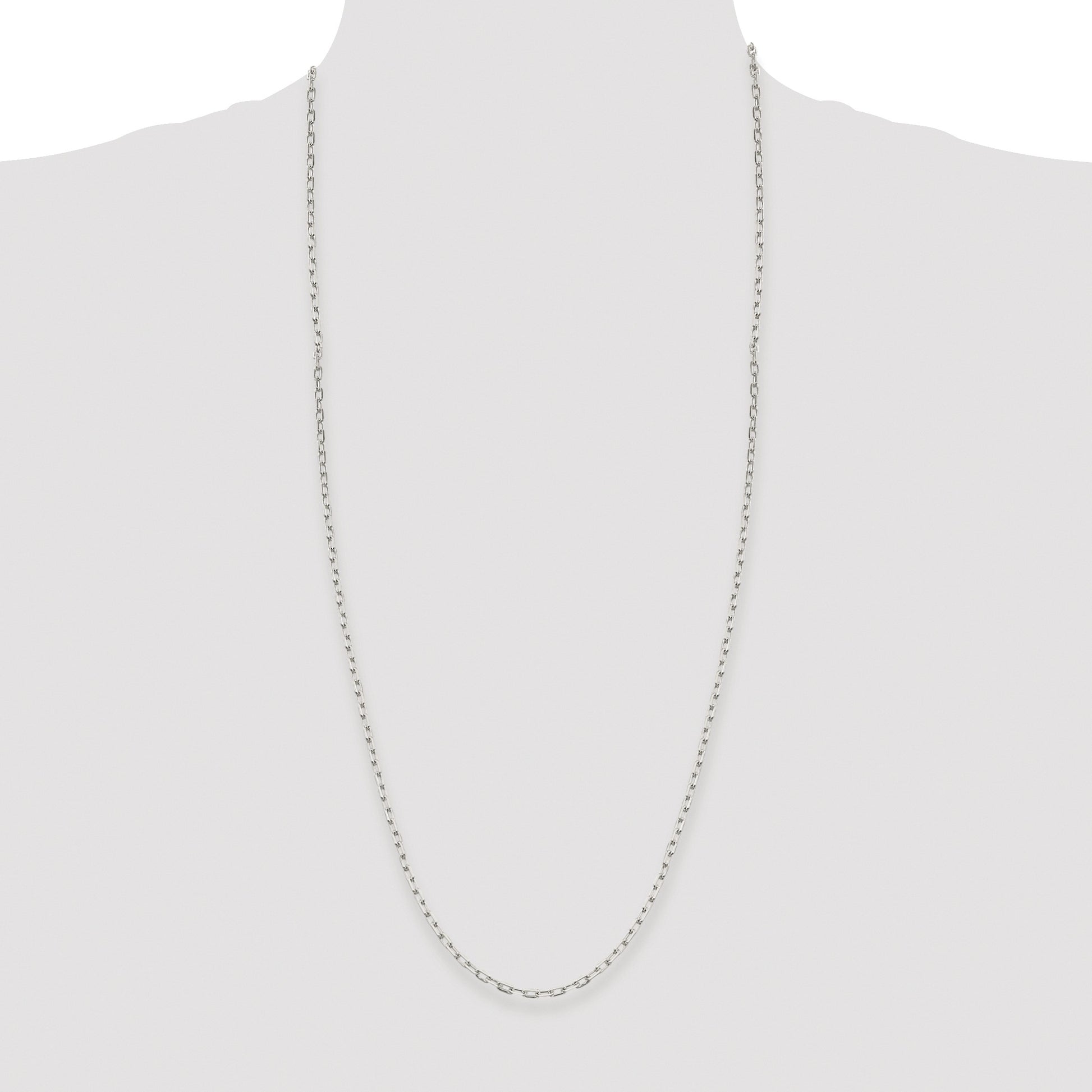 Sterling Silver Rhodium-plated 2.75mm Elongated Open Link Chain