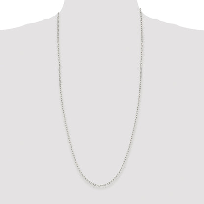 Sterling Silver Rhodium-plated 2.75mm Elongated Open Link Chain