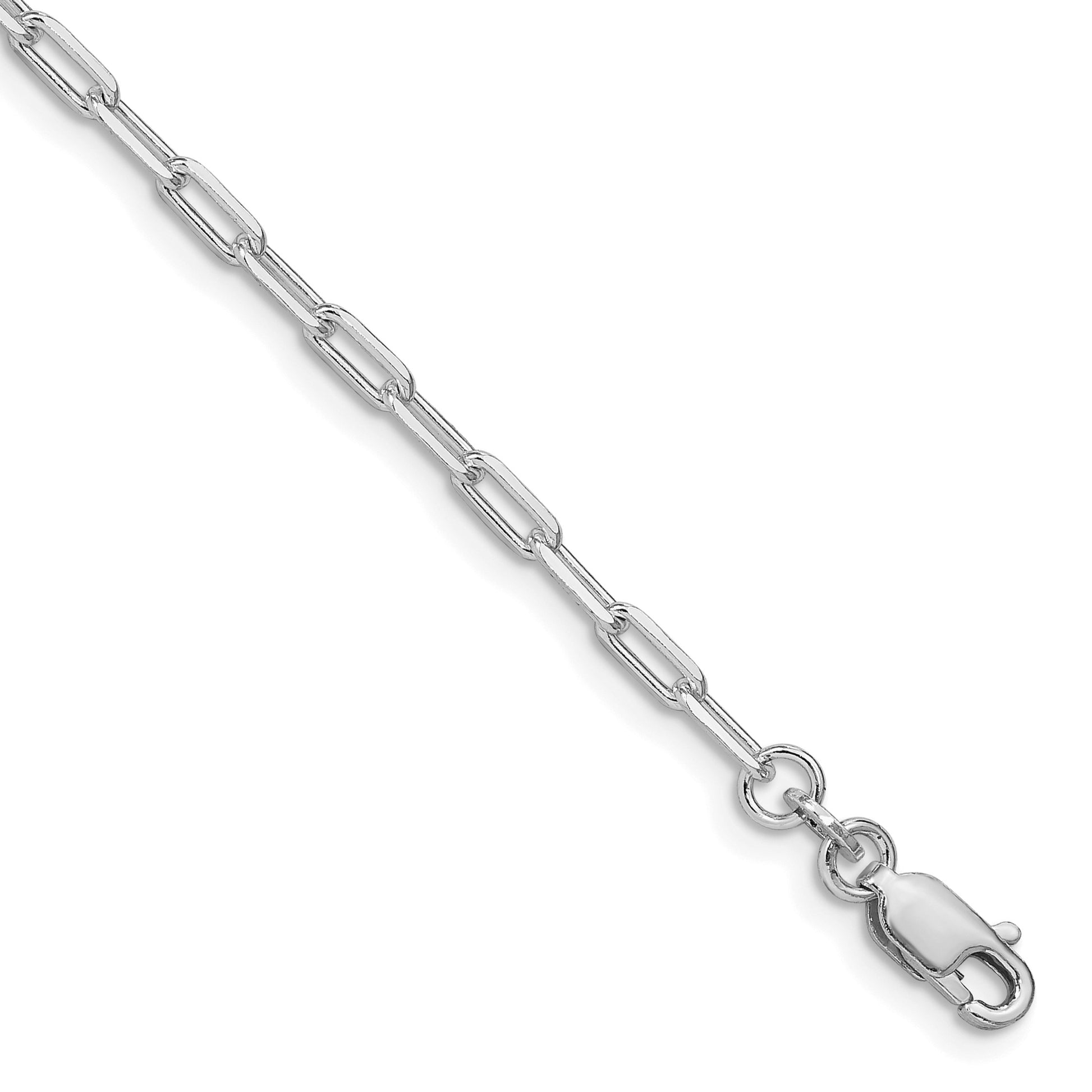 Sterling Silver Rhodium-plated 2.75mm Elongated Open Link Chain