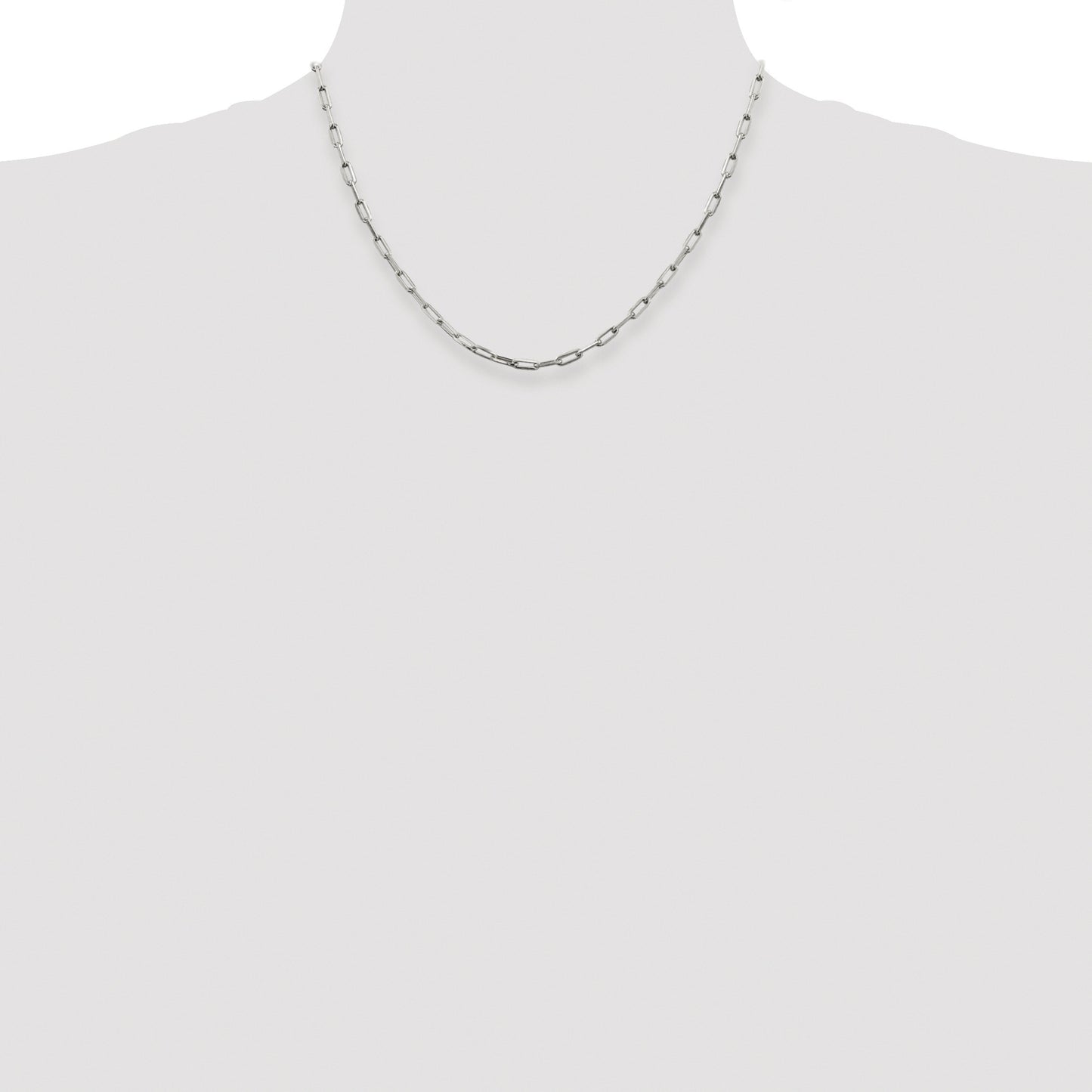 Sterling Silver Rhodium-plated 3.25mm Elongated Open Link Chain