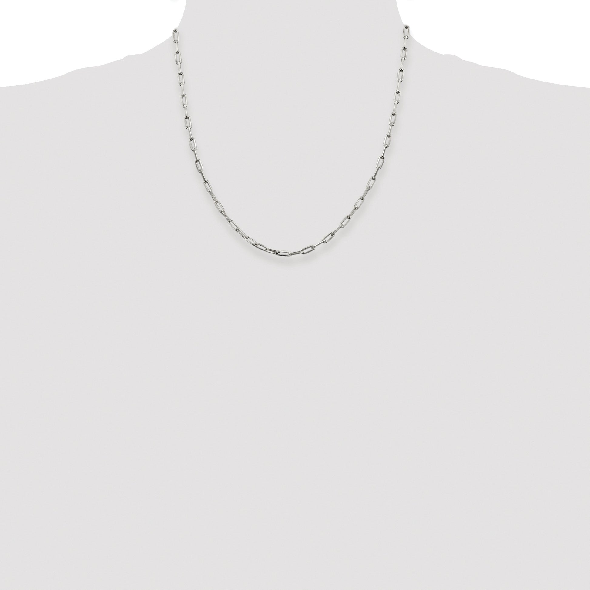 Sterling Silver Rhodium-plated 3.25mm Elongated Open Link Chain