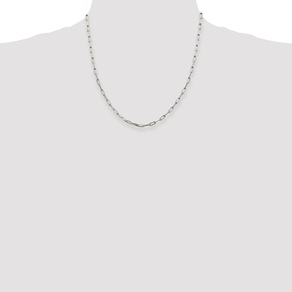 Sterling Silver Rhodium-plated 3.25mm Elongated Open Link Chain