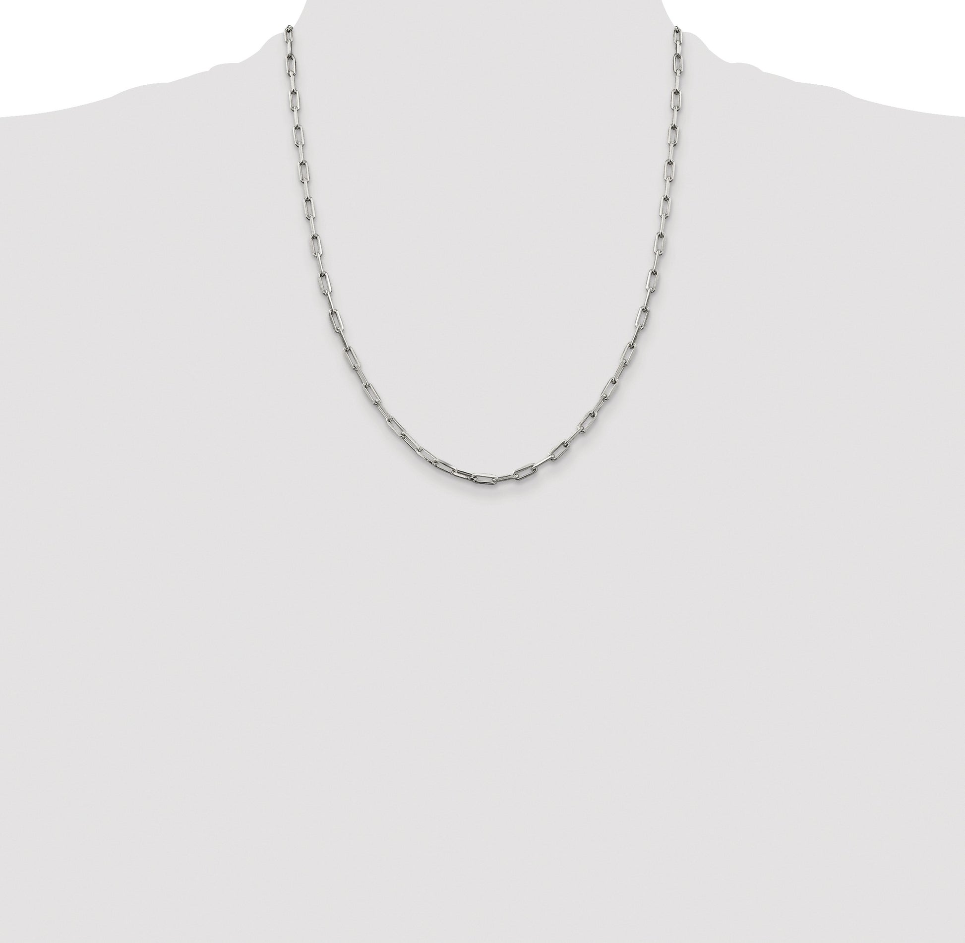 Sterling Silver Rhodium-plated 3.25mm Elongated Open Link Chain