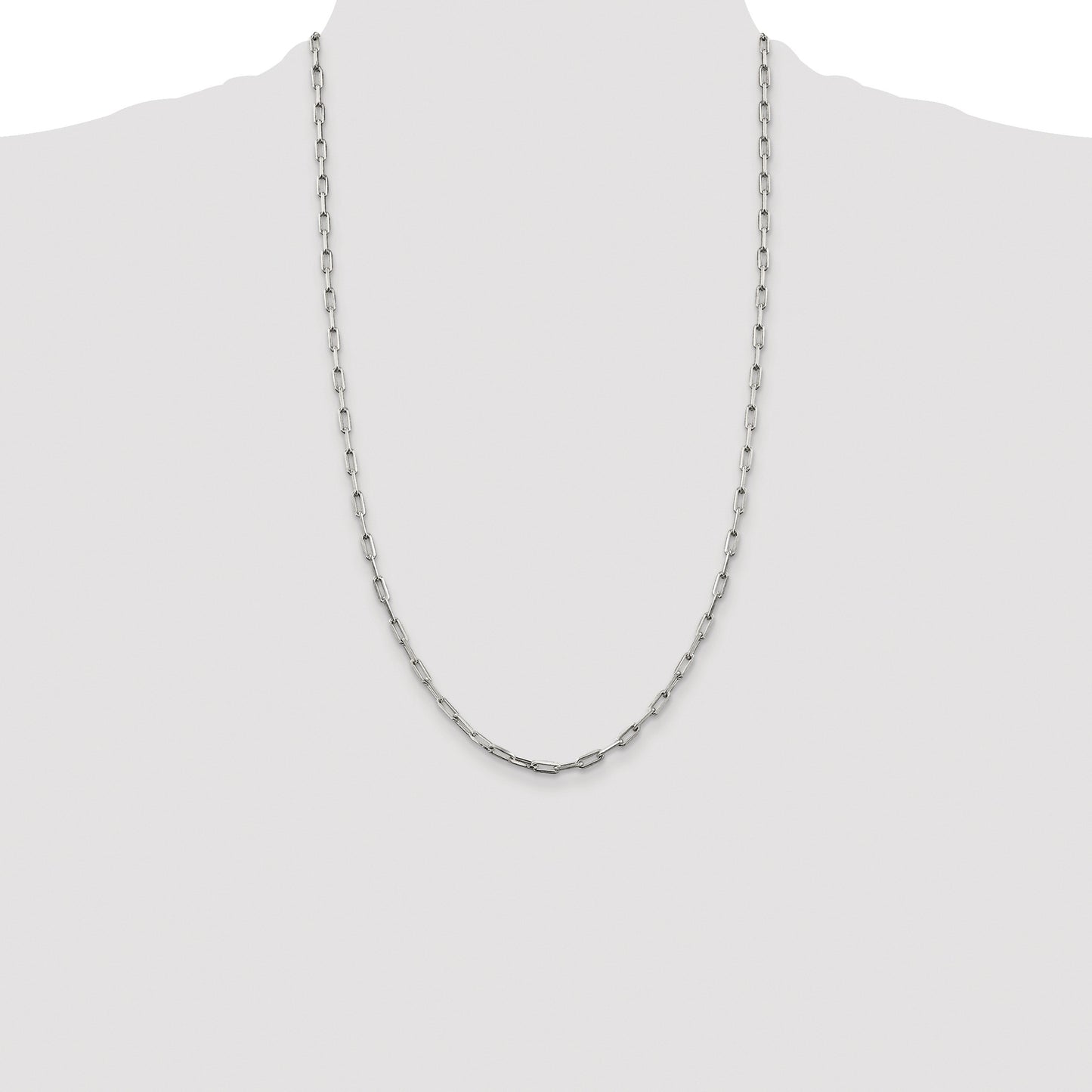 Sterling Silver Rhodium-plated 3.25mm Elongated Open Link Chain