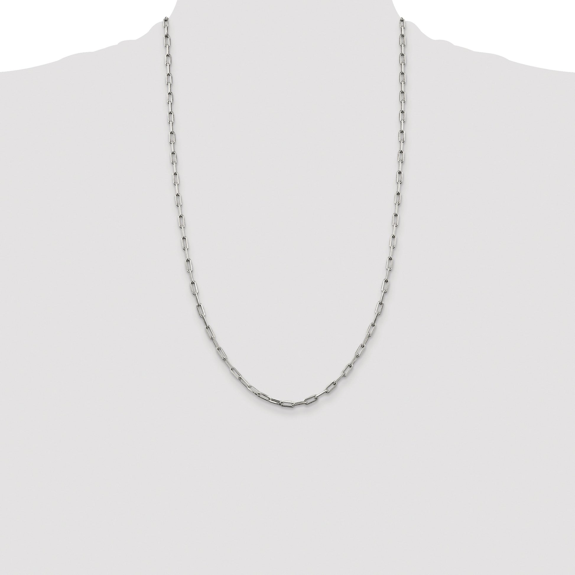 Sterling Silver Rhodium-plated 3.25mm Elongated Open Link Chain