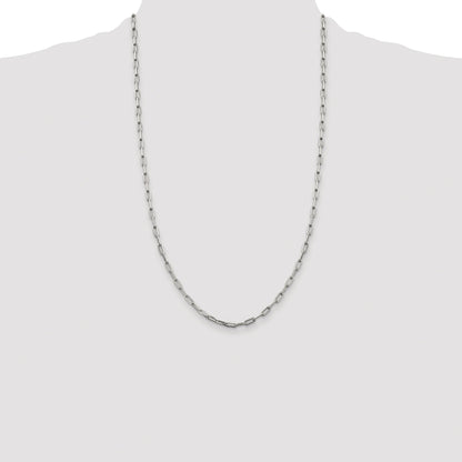 Sterling Silver Rhodium-plated 3.25mm Elongated Open Link Chain