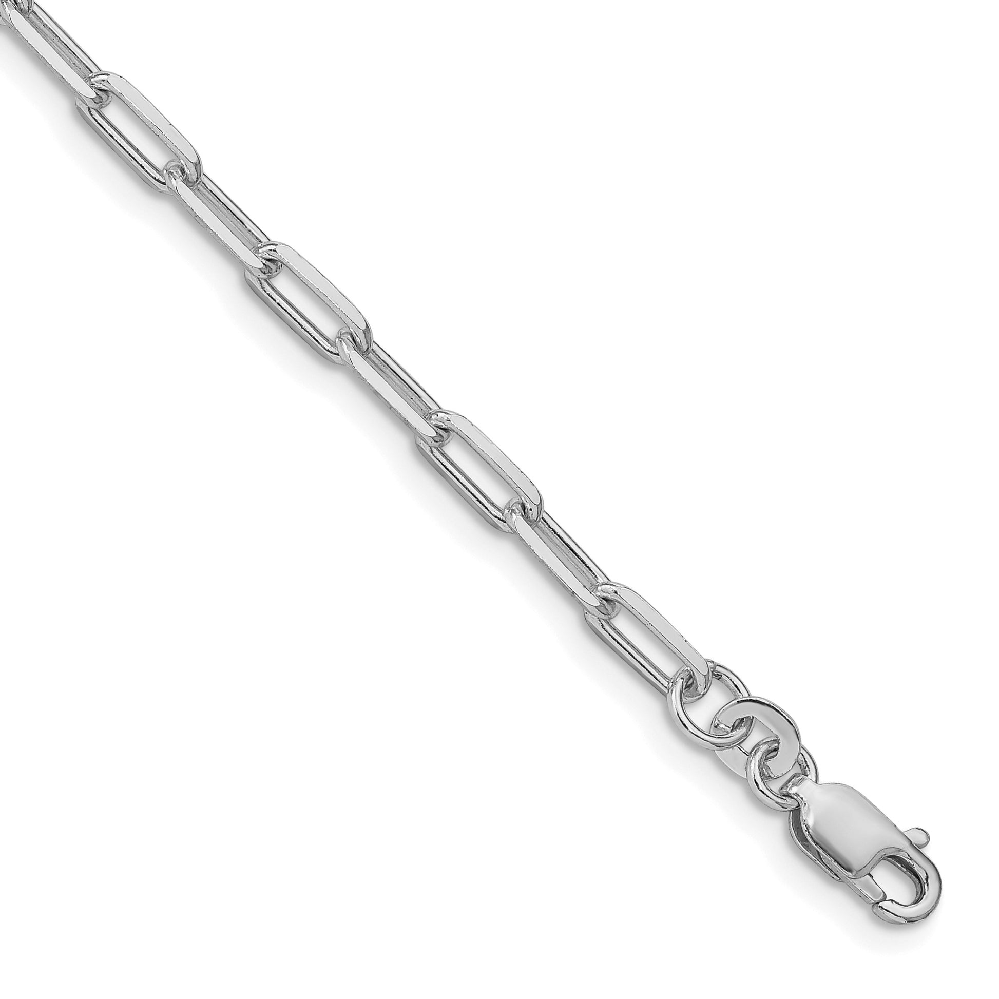 Sterling Silver Rhodium-plated 3.25mm Elongated Open Link Chain