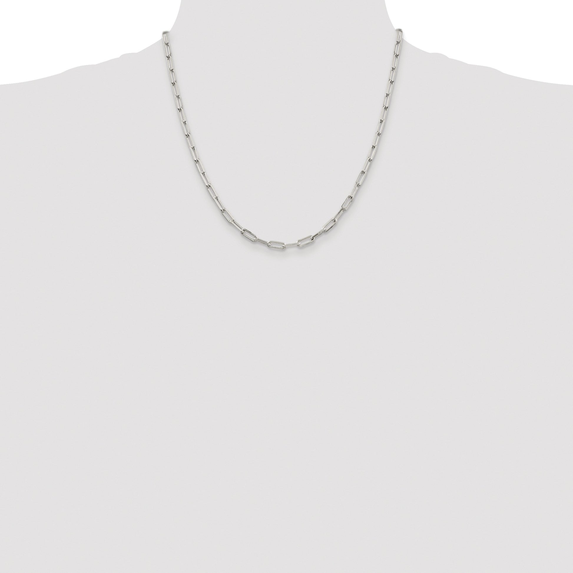 Sterling Silver Rhodium-plated 4.25mm Elongated Open Link Chain