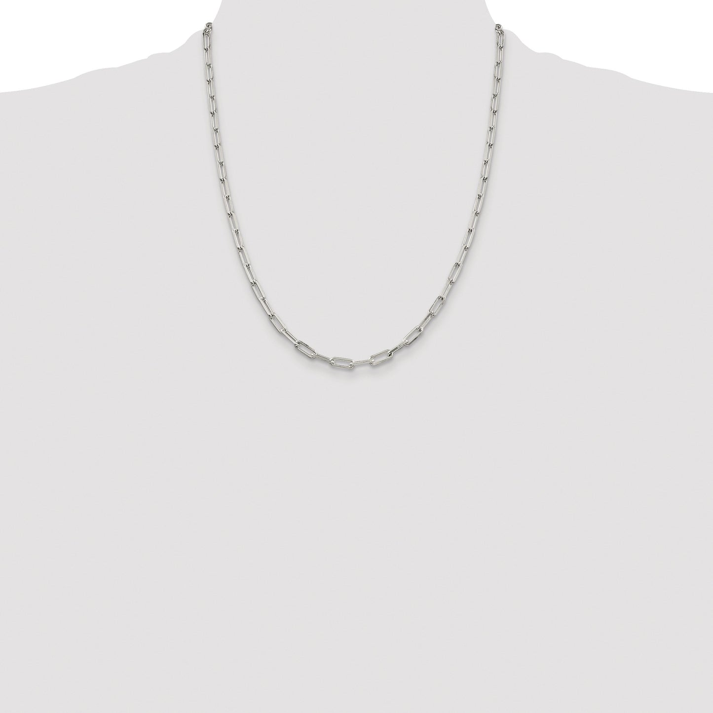 Sterling Silver Rhodium-plated 4.25mm Elongated Open Link Chain