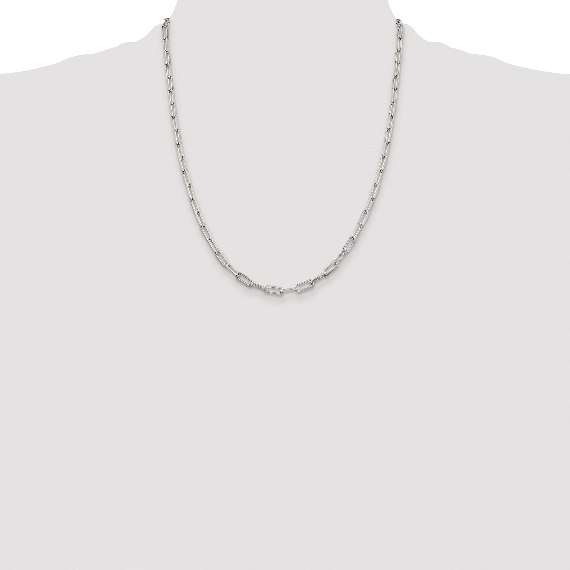 Sterling Silver Rhodium-plated 4.25mm Elongated Open Link Chain