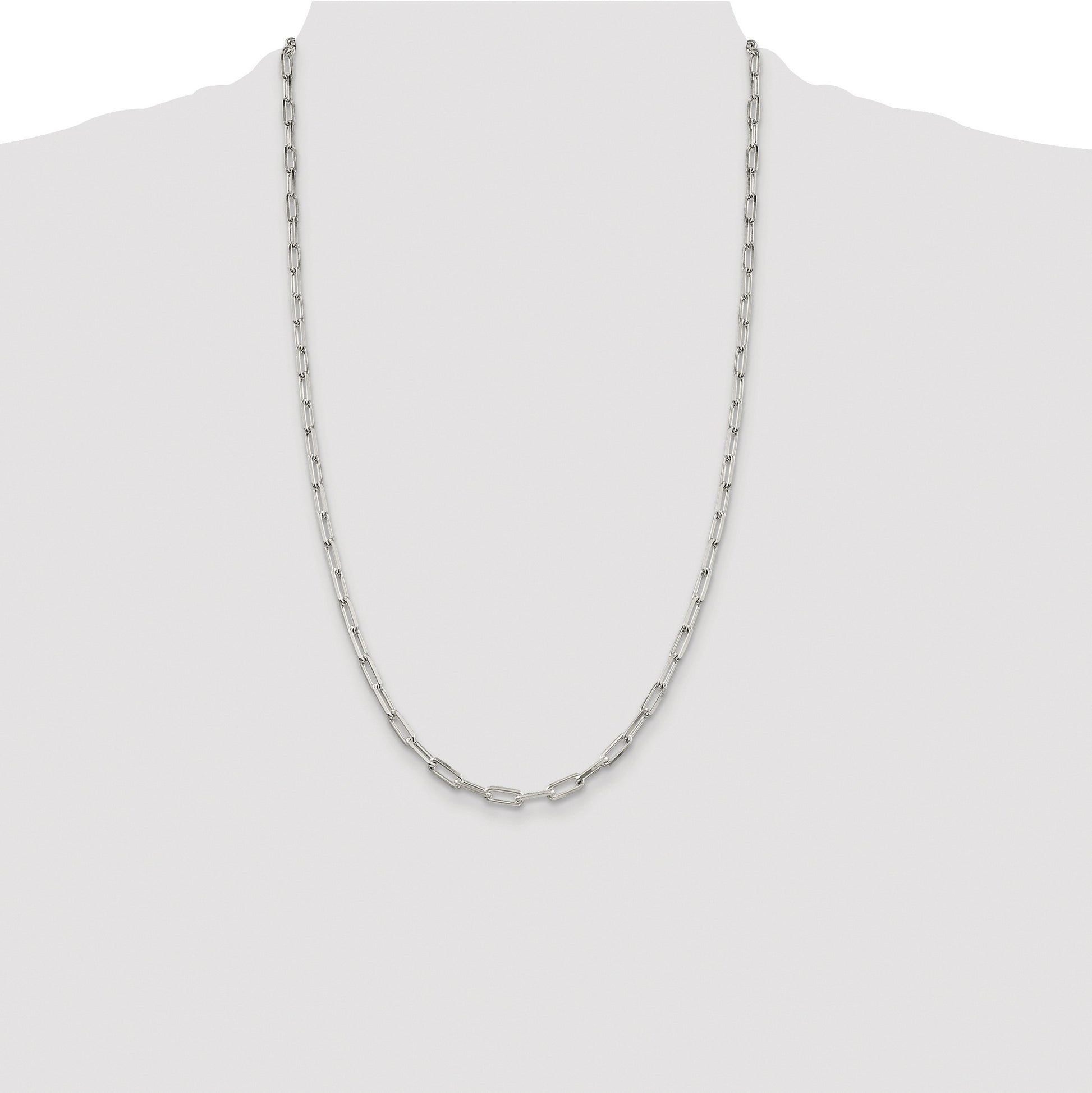 Sterling Silver Rhodium-plated 4.25mm Elongated Open Link Chain