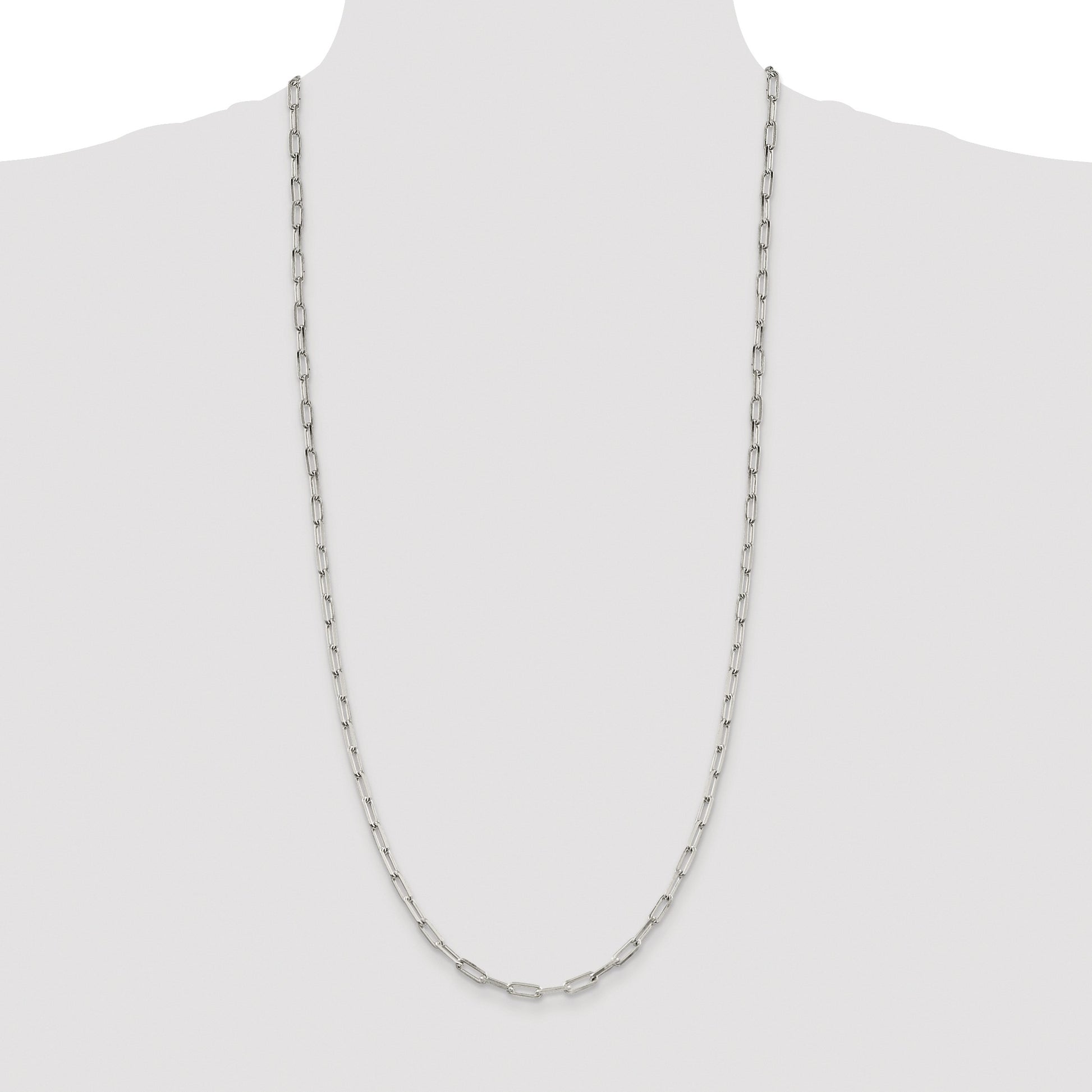 Sterling Silver Rhodium-plated 4.25mm Elongated Open Link Chain