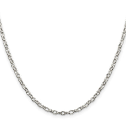 Sterling Silver 3mm Fancy Patterned Rolo Chain