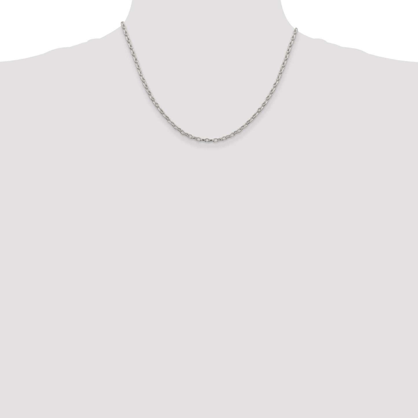 Sterling Silver 3mm Fancy Patterned Rolo Chain