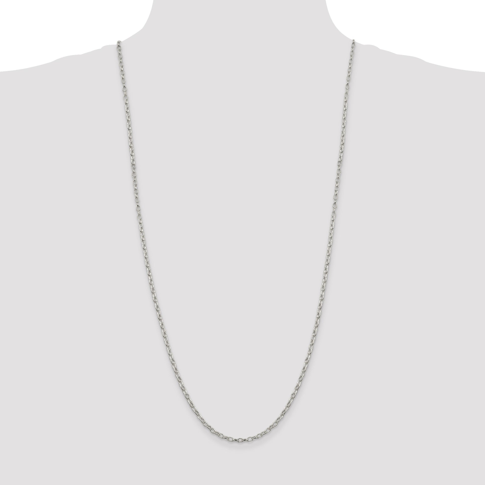 Sterling Silver 3mm Fancy Patterned Rolo Chain