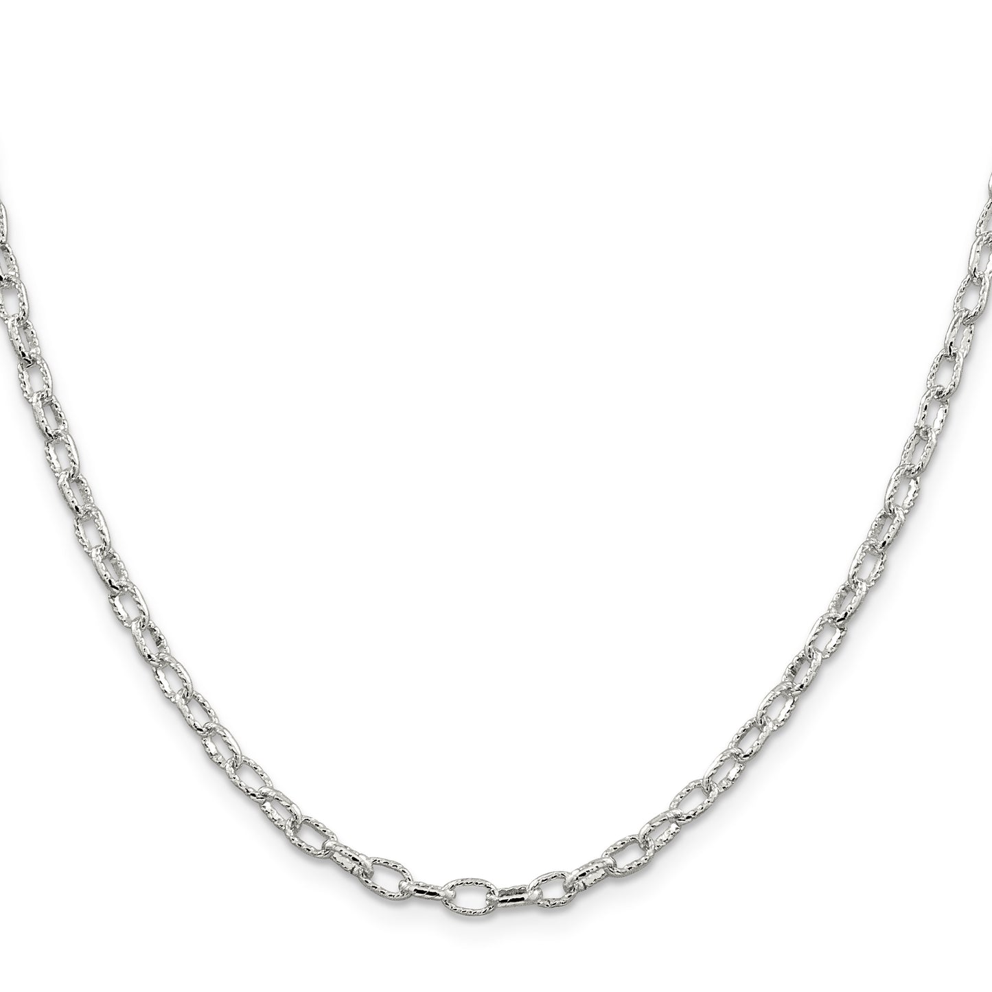 Sterling Silver 3.75mm Fancy Patterned Rolo Chain