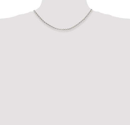 Sterling Silver Rhodium-plated 4mm Rolo Chain
