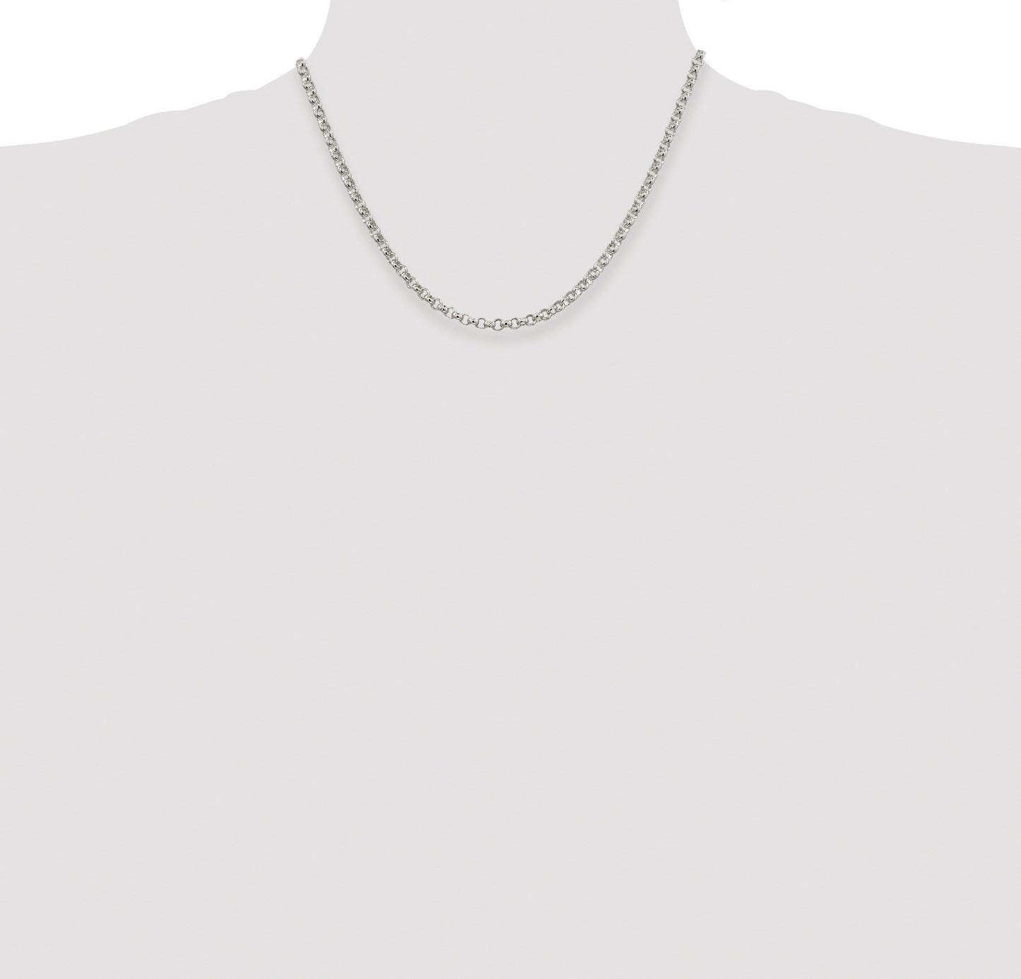 Sterling Silver Rhodium-plated 4mm Rolo Chain