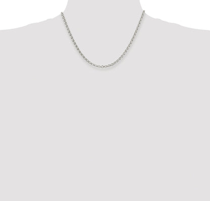 Sterling Silver Rhodium-plated 4mm Rolo Chain