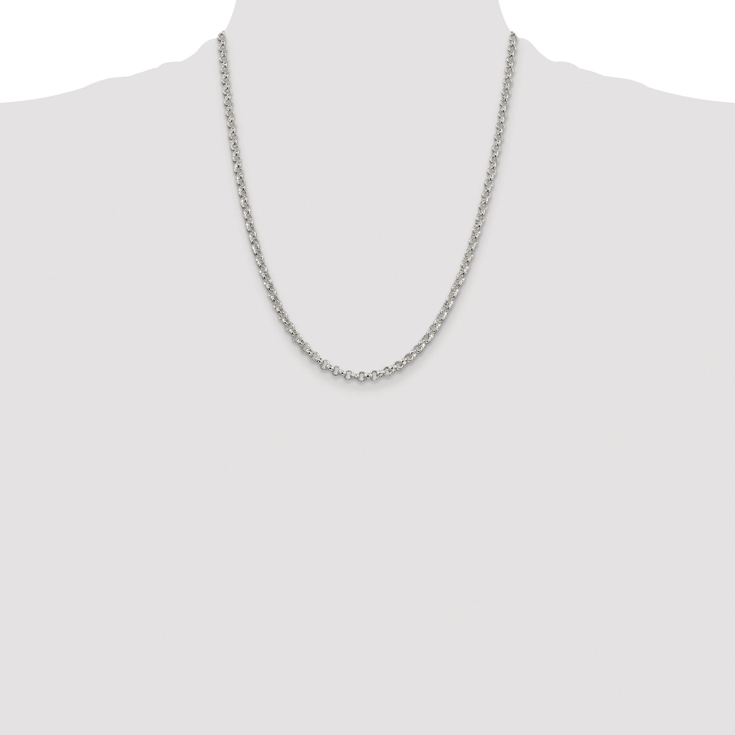 Sterling Silver Rhodium-plated 4mm Rolo Chain