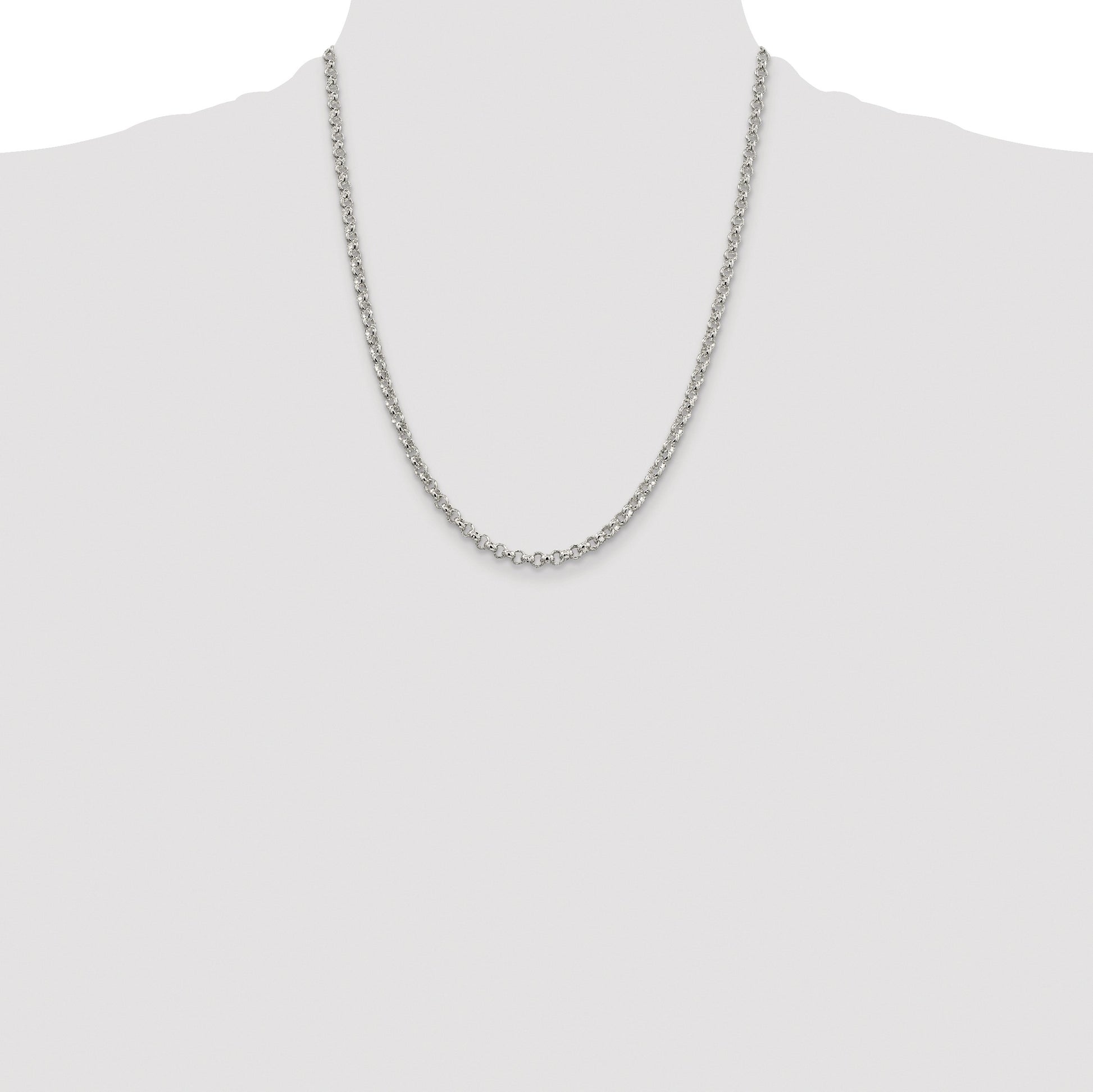 Sterling Silver Rhodium-plated 4mm Rolo Chain