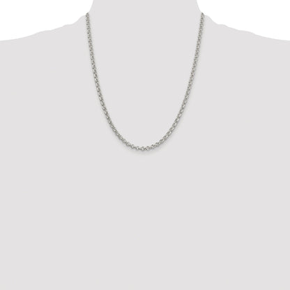 Sterling Silver Rhodium-plated 4mm Rolo Chain