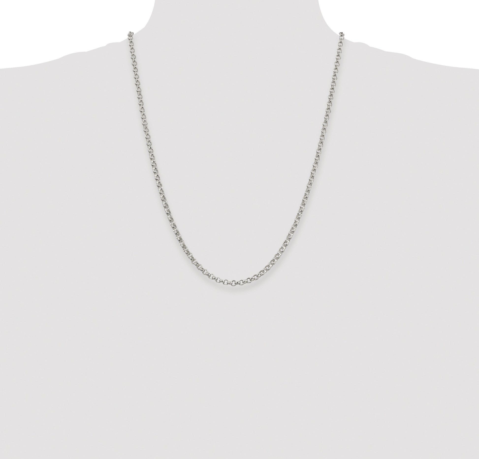 Sterling Silver Rhodium-plated 4mm Rolo Chain