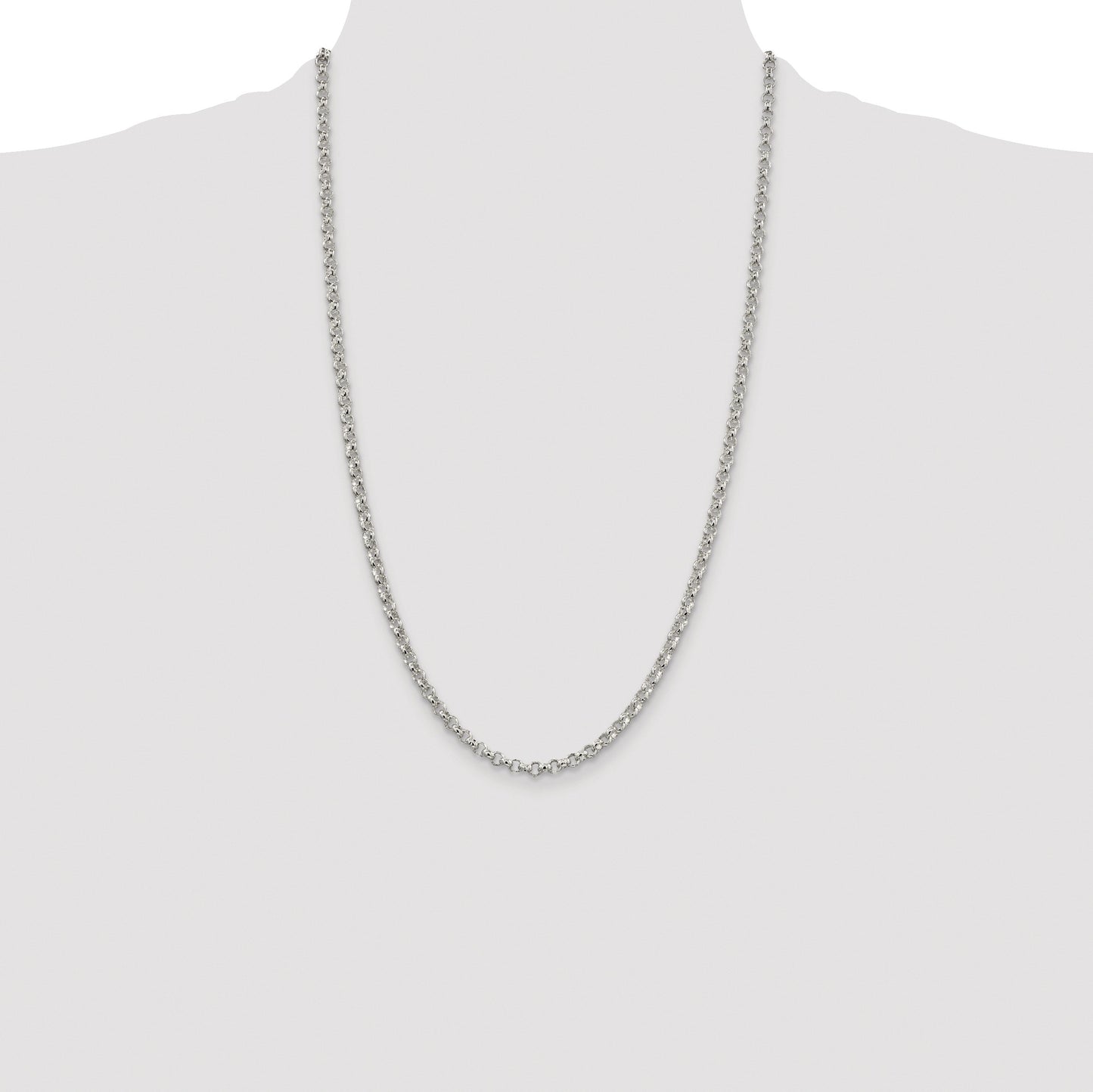 Sterling Silver Rhodium-plated 4mm Rolo Chain