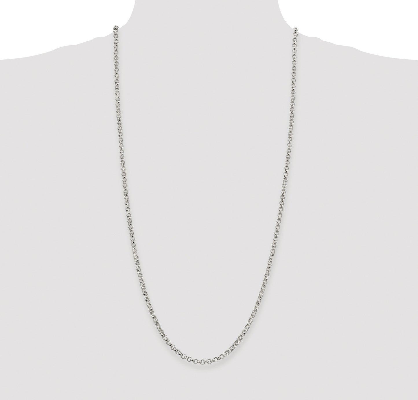 Sterling Silver Rhodium-plated 4mm Rolo Chain