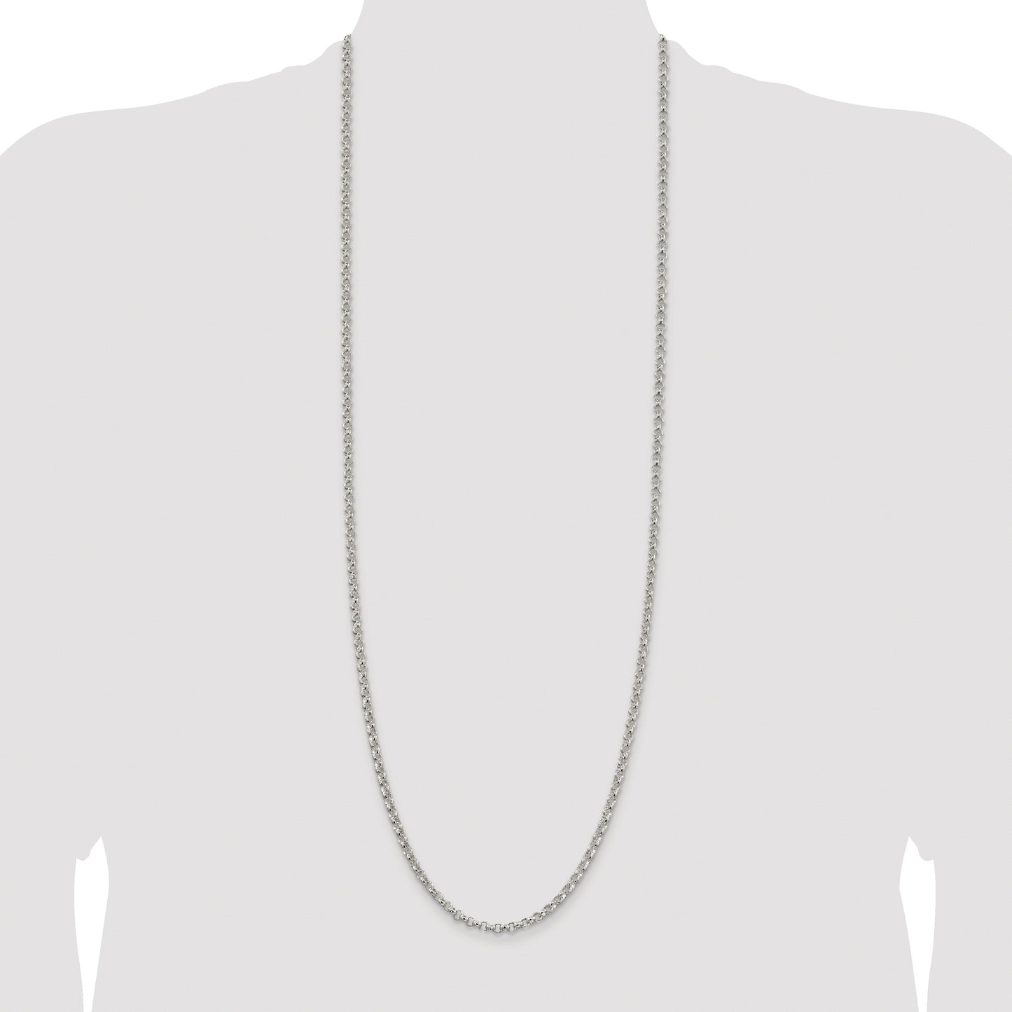 Sterling Silver Rhodium-plated 4mm Rolo Chain