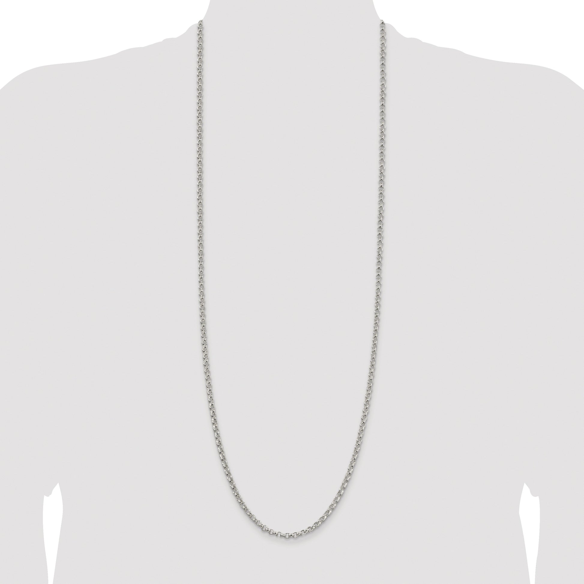 Sterling Silver Rhodium-plated 4mm Rolo Chain