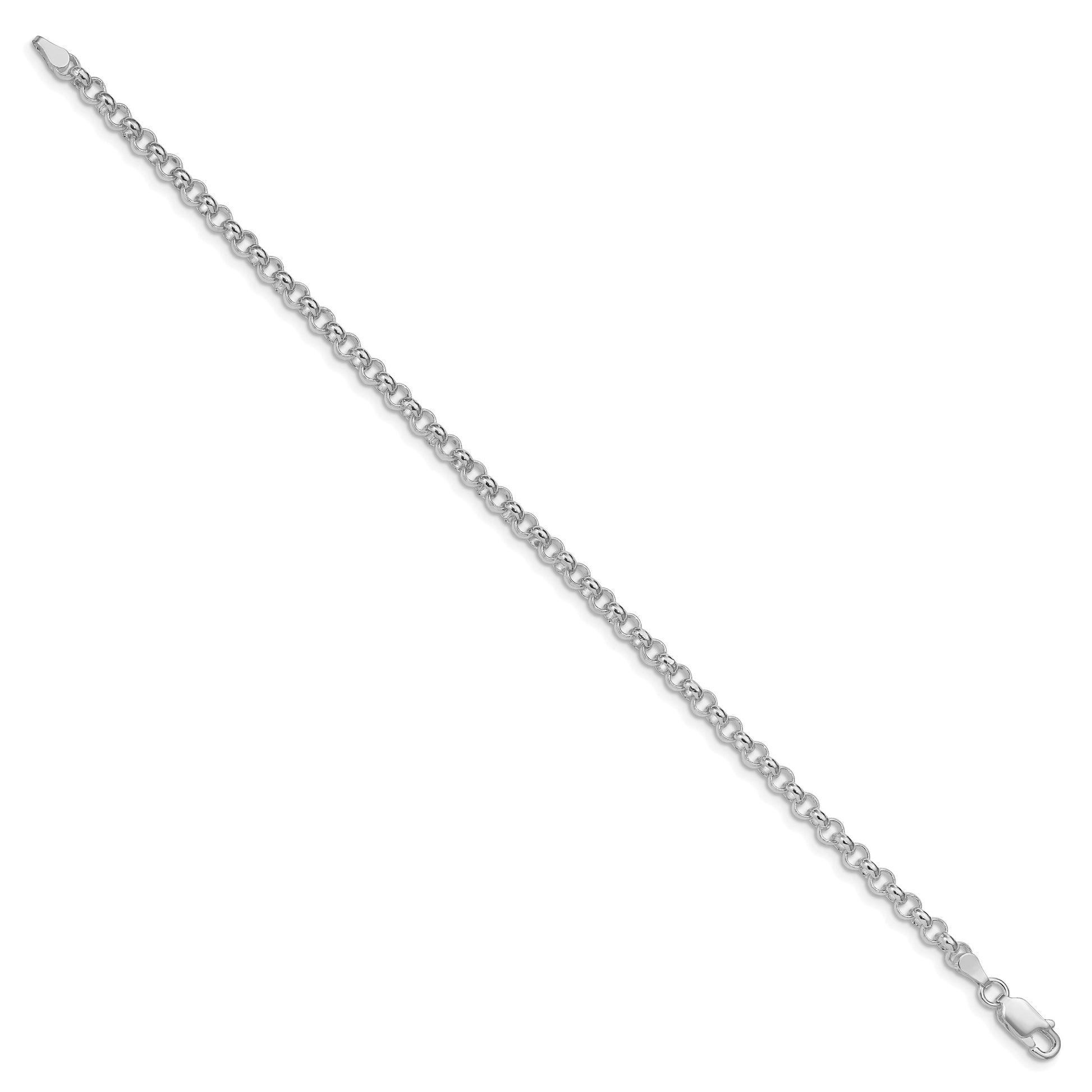 Sterling Silver Rhodium-plated 4mm Rolo Chain