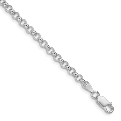 Sterling Silver Rhodium-plated 4mm Rolo Chain