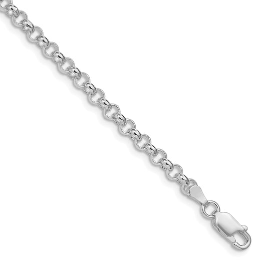 Sterling Silver Rhodium-plated 4mm Rolo Chain