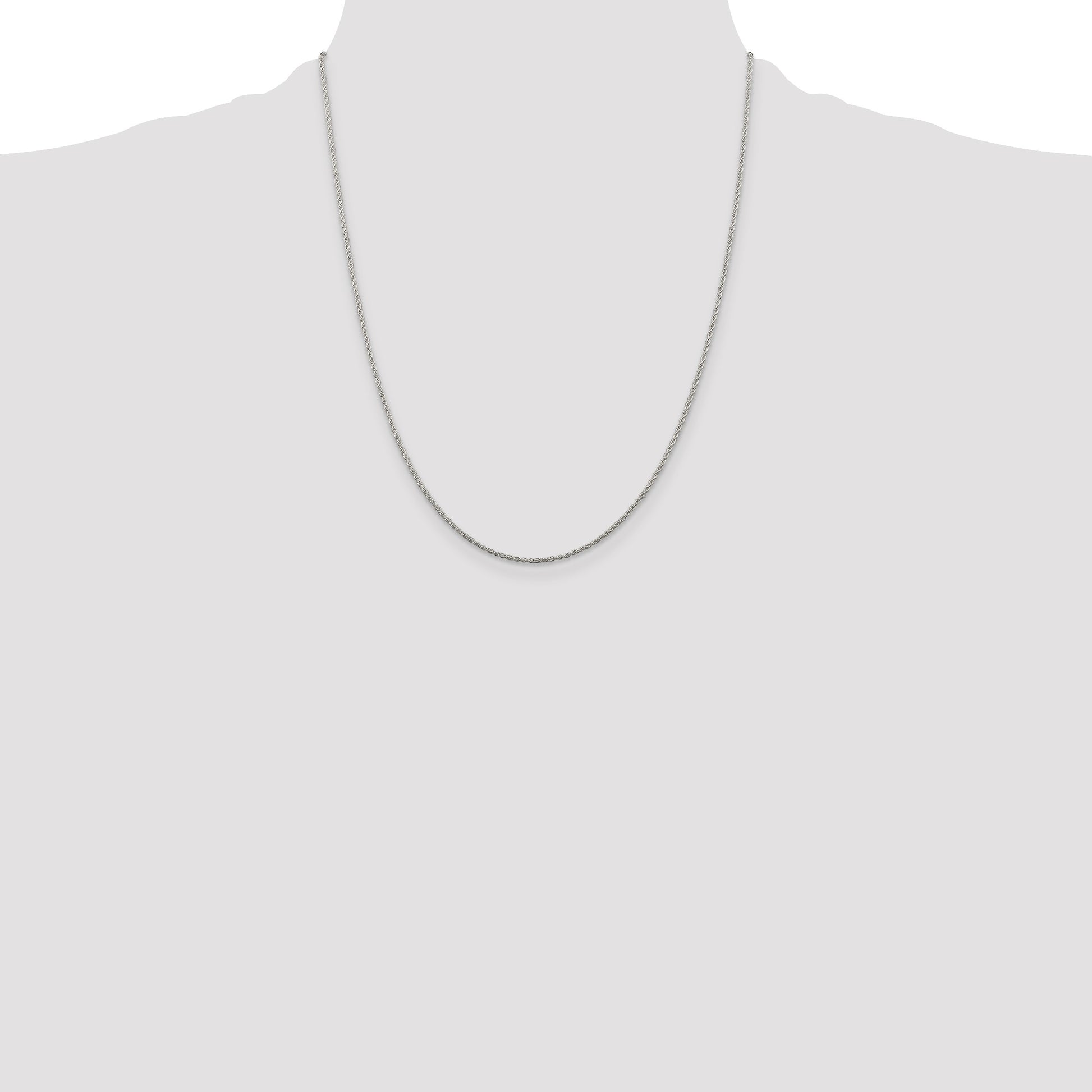 Sterling Silver 1.3mm Loose Rope Chain w/4in ext.
