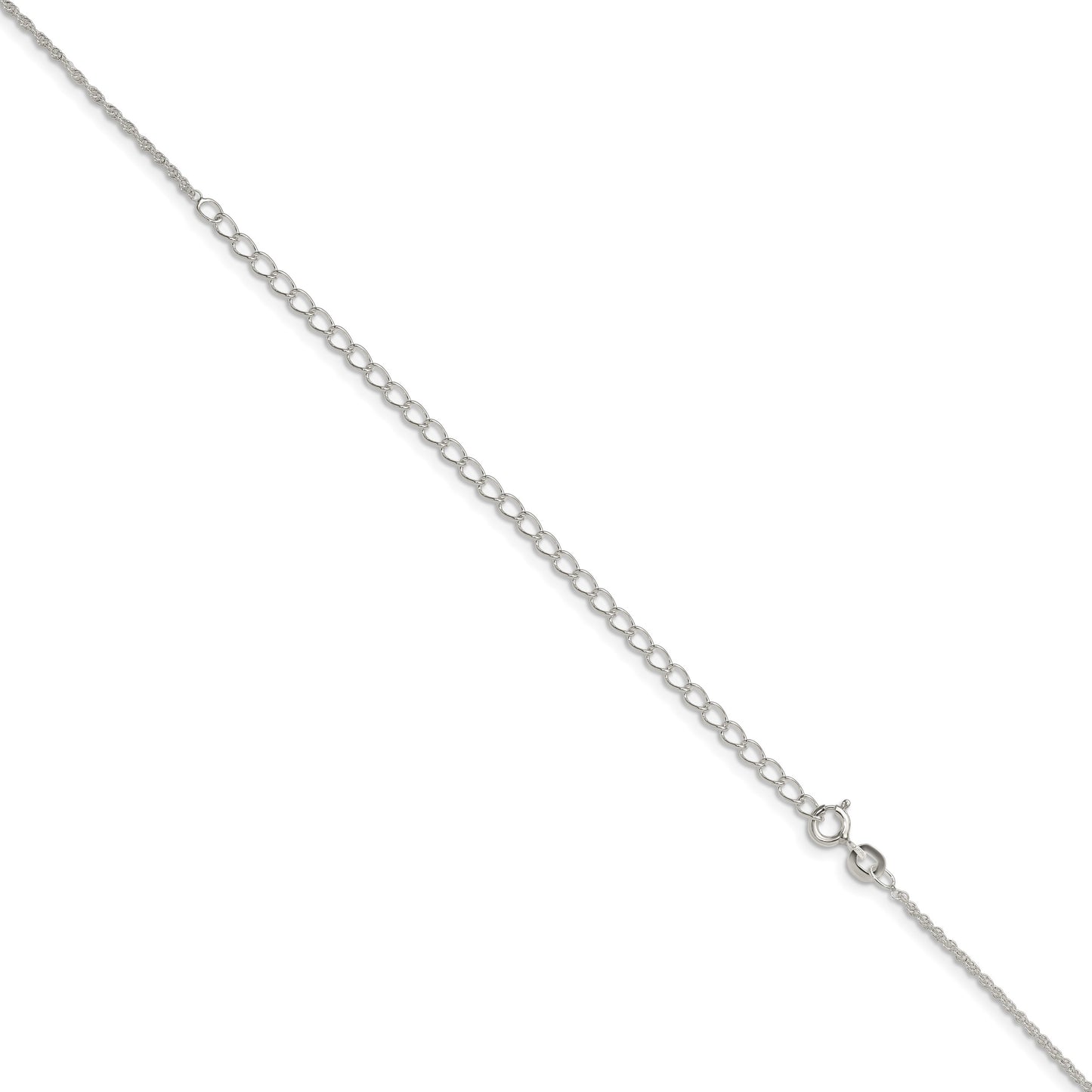 Sterling Silver 1.3mm Loose Rope Chain w/4in ext.