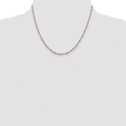 Sterling Silver Rhodium-plated 2.25mm Singapore Chain
