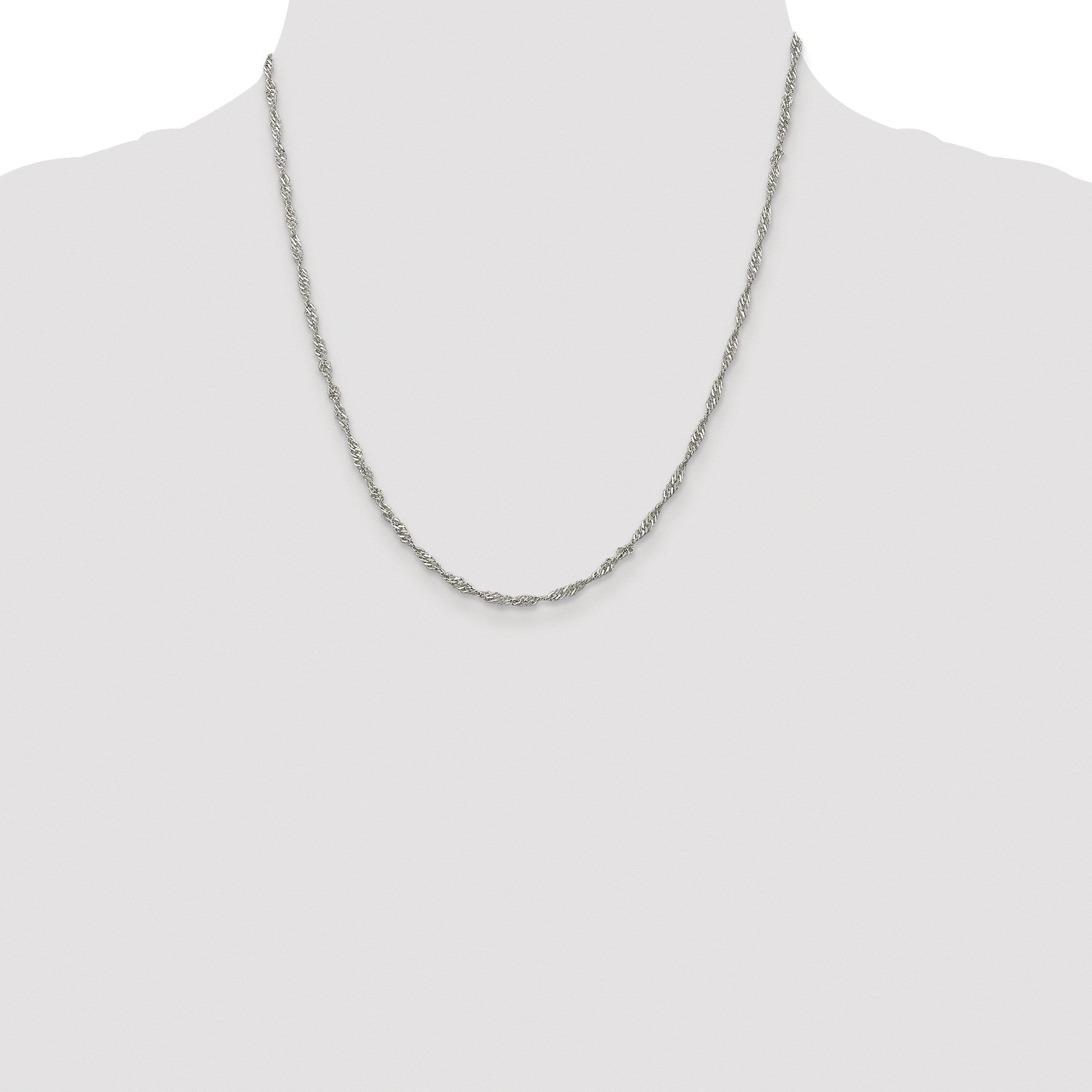 Sterling Silver Rhodium-plated 2.25mm Singapore Chain
