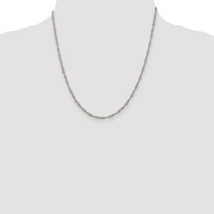 Sterling Silver Rhodium-plated 2.25mm Singapore Chain