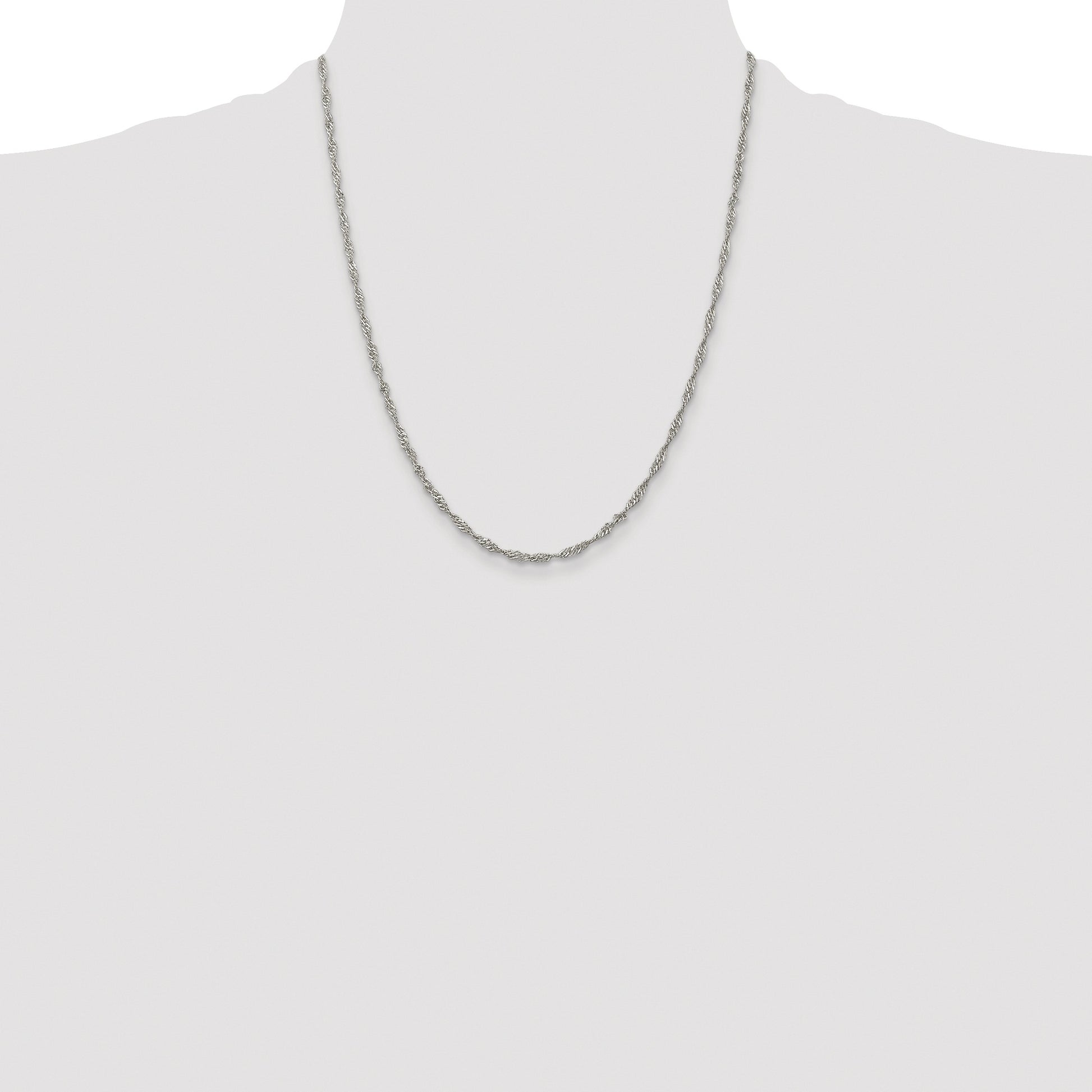 Sterling Silver Rhodium-plated 2.25mm Singapore Chain