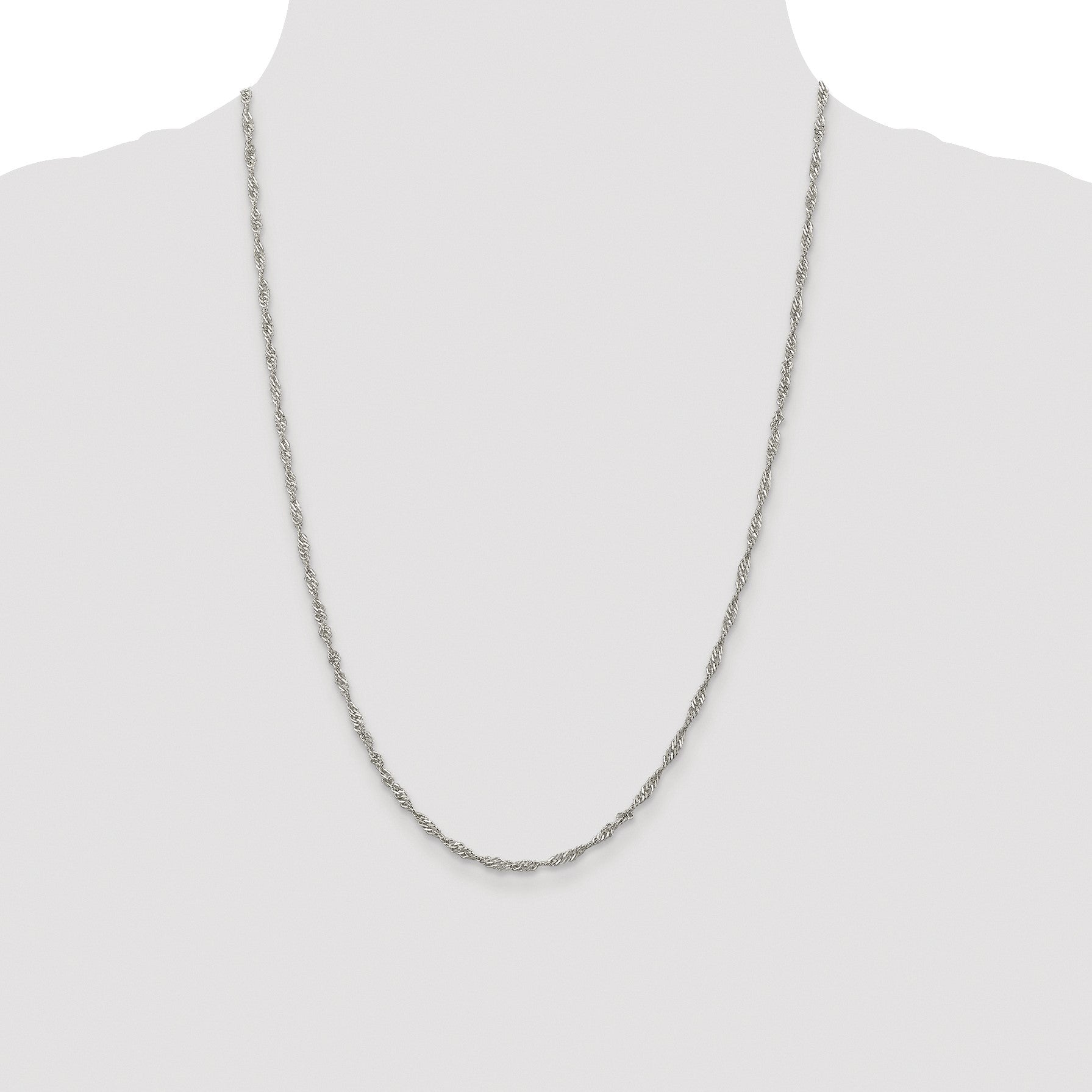 Sterling Silver Rhodium-plated 2.25mm Singapore Chain